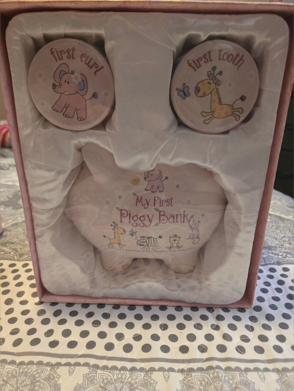 My First Piggy Bank Baby Keepsake Set - Pink